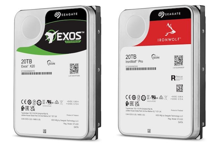 Seagate представила 20-Тбайт жёсткие диски Exos X20 и IronWolf Pro — они дешевле аналогов от WD