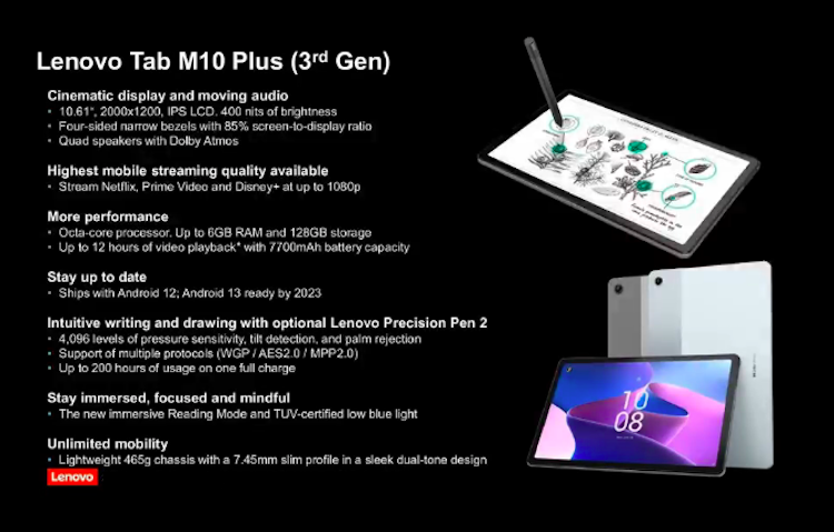 Lenovo представила Android-планшет Tab M10 Plus третьего поколения с поддержкой активного стилуса