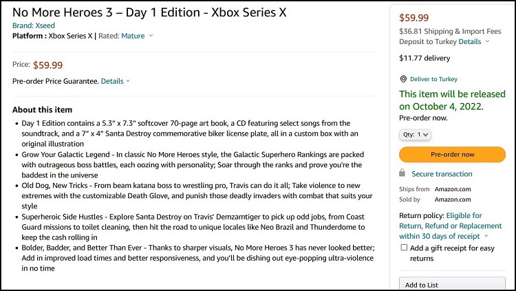 Слухи: Amazon раскрыл дату выхода No More Heroes 3 на консолях PlayStation и Xbox