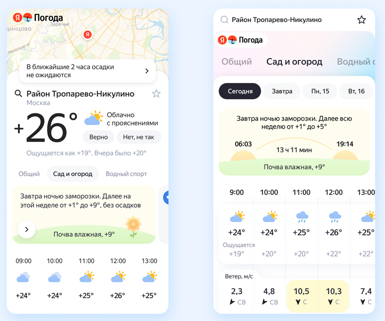 «Яндекс.Погода» предоставит тематические прогнозы для определённых занятий