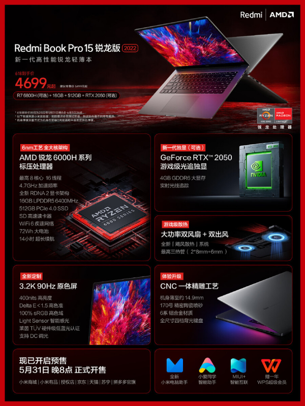 Xiaomi представила 14 и 15,6-дюймовые RedmiBook Pro 2022 Ryzen Edition на процессорах Ryzen 6000H