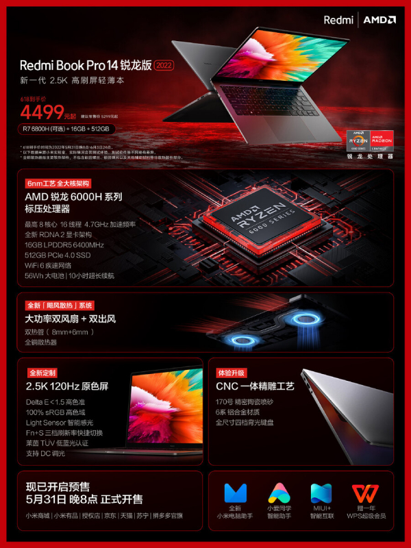Xiaomi представила 14 и 15,6-дюймовые RedmiBook Pro 2022 Ryzen Edition на процессорах Ryzen 6000H