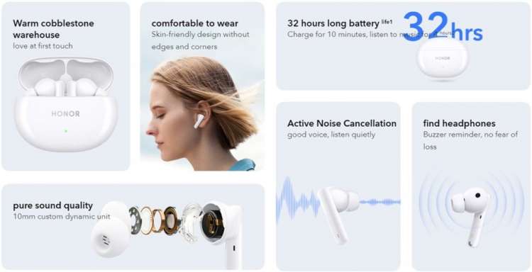 Honor представила беспроводные наушники Earbuds 3i с активным шумоподавлением за $70