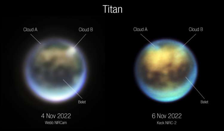 Телескоп «Джеймс Уэбб» прислал свежие фото Титана, которые помогут изучить атмосферу этой луны Сатурна