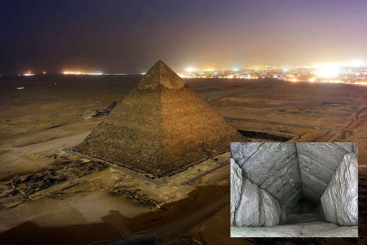 В пирамиде Хеопса найден секретный проход, в который никто не заходил 4500 лет. Внутри пирамиды Хеопса найдена камера, о существовании которой ранее никто не знал. Фото.