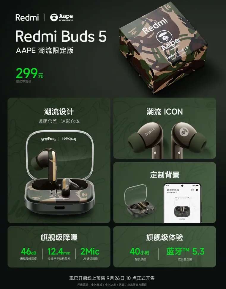 Redmi представила беспроводные наушники Redmi Buds 5 за $27 с активным шумоподавлением и временем автономной работы до 40 часов