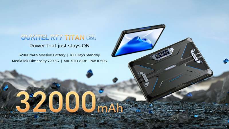 Защищённый планшет OUKITEL RT7 Titan со сверхмощной батареей на 32 000 мА·ч будет доступен со скидкой с 21 по 27 августа
