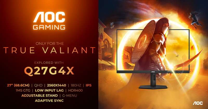AOC представила 27-дюймовый игровой монитор AGON Gaming Q27G4X с разрешением 1440p и частотой обновления 180 Гц